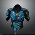 Blue And Yellow Sci Fi Upper Body Armor With Detailed Futuristic Design