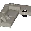 Modern Light Beige Sectional Sofa With Soft Cushions And Round Side Table 3d model