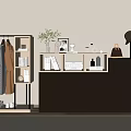 Modern Shoe Cabinet with Storage Drawers Hanging Rack and Decorative Plants