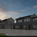 Traditional Chinese Commercial Street With Ancient Architecture Stone Walls And Paved Square