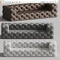 Tufted Upholstered Sofa In Three Colors Brown Gray And Beige Design