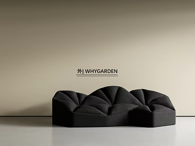 Black Sectional Sofa With Tufted Design For Modern Living Room Interior 3d model