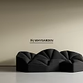 Black Sectional Sofa With Tufted Design For Modern Living Room Interior