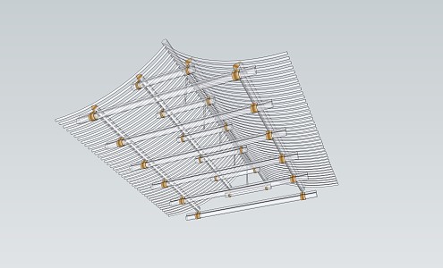 New Chinese Eaves Chandelier 3d model