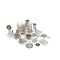 Modern Artistic Decorative Ornament Set With Ceramic Vases Bowls And Geometric Patterns