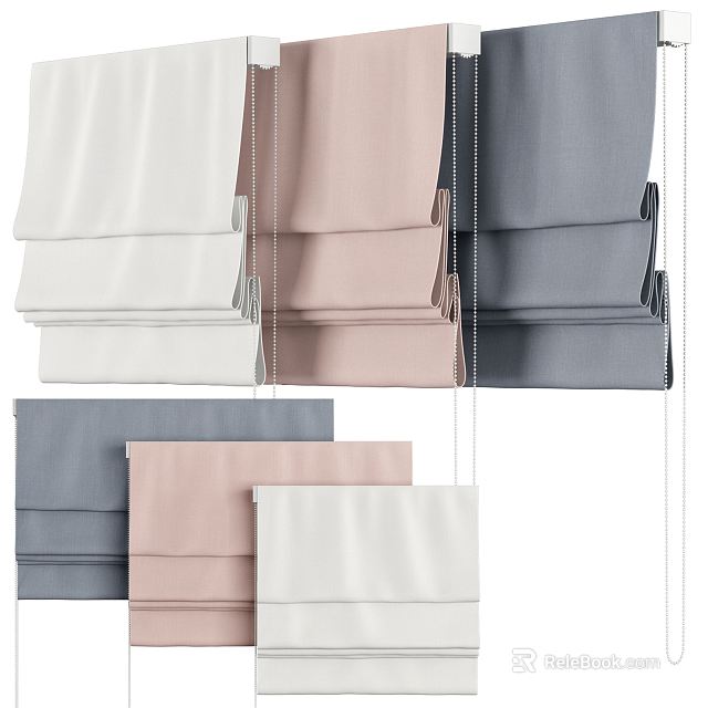Stylish Roman Blinds In Neutral Tones For Modern Home Decor 3d model 