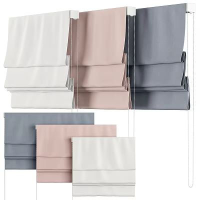 Stylish Roman Blinds In Neutral Tones For Modern Home Decor 3d model