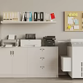 Organized Office Space With Filing Cabinets Printers Bookshelf And Bulletin Board