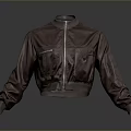 Burgundy Cropped Jacket With Zipper Pockets And Embroidery Details For Casual Style