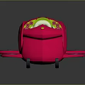 Pink Sleigh Shaped Kids Play Equipment With Wings Green Accents And White Seat