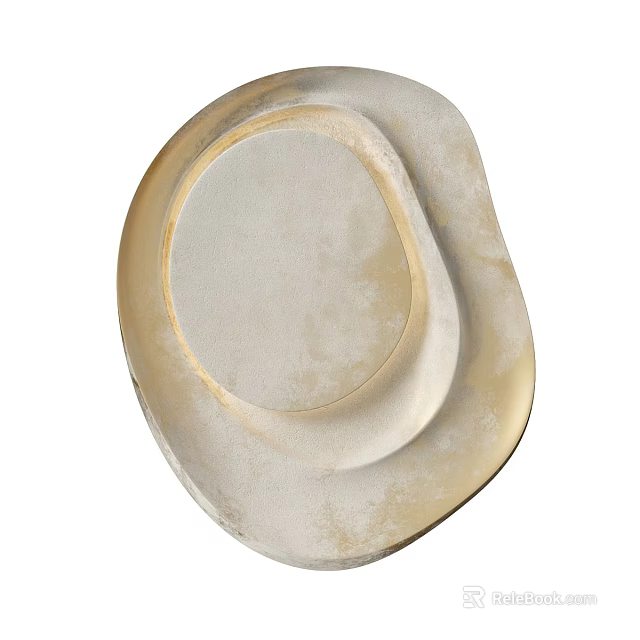 Modern Irregular Shaped Wall Lamp With Beige And Gold Textured Surface 3d model 