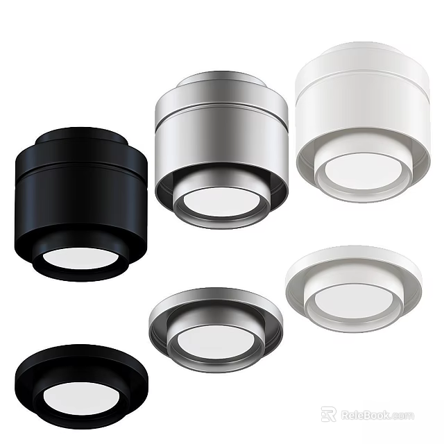 Modern Downlights And Spotlights With Black Silver White Colors And Contemporary Design 3d model 