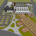 Modern Campus Building Complex Layout With Parking Lots Green Areas And Recreational Spaces