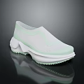 Modern Mesh Sneakers in White and Light Green with Thick Wavy Sole and Breathable Upper