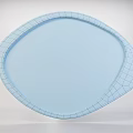 Oval Wooden Frame Mirror Reflecting Interior Corridor With Metal Railings And Ceiling