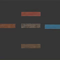 Five Various Colored Wooden Public Long Benches on Black Background