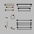 Brass And Chrome Bathroom Hardware With Towel Bars Rings And Hooks