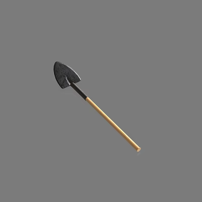 Practical Hardware Tool Shovel With Black Shovel Head And Wooden Handle 3d model