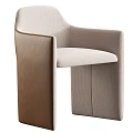 Modern Leisure Chair With Beige Fabric Seat And Black Leather Armrests