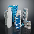 Cartoon City Skyscrapers 3D Model Scene With Colorful Modern Building Designs