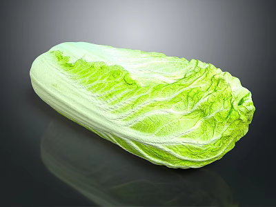 Fresh Green Cabbage With Shiny Surface And Crisp Leaves On Black Background 3d model