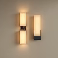 Modern Style Rectangular Wall Lamps Mounted on Beige Wall with Soft Lighting 3d model