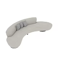 White Curved Sectional Sofa Upholstered with Grey Accent Pillows and Black Base 3d model
