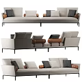 Modern Sectional Sofa With Gray Brown Upholstery Decorative Pillows And Metal Legs