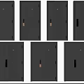 Modern Dark Gray Security Doors With Various Textures And Stylish Handle Designs 3d model