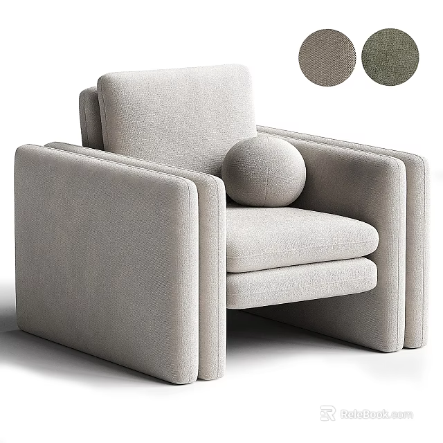 Modern Comfortable Fabric Sofa and Coffee Table Set With Armrests And Sphere Decor 3d model 