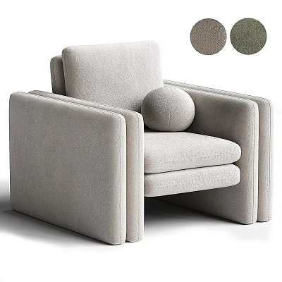 Modern Comfortable Fabric Sofa and Coffee Table Set With Armrests And Sphere Decor 3d model
