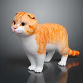 Cute Orange and White Scottish Fold Cat Standing on Dark Reflective Surface 3d model