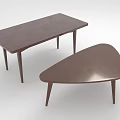 Sleek Wooden Rectangular Dining Table With Slim Legs And Matching Triangular Side Table 3d model