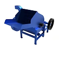 Blue Industrial Crushing Machine With Feed Hopper Wheels And Metal Frame