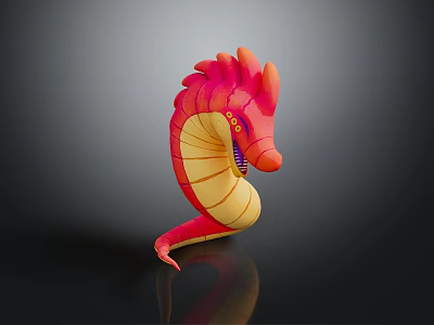 Commercial Equipment Seahorse Shaped Inflatable in Pink and Yellow for Commercial 3d model