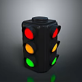 Black Traffic Light With Red Yellow Green Lights And Multiple Faces