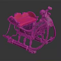 Vintage Children's Play Equipment With Red Cushion And Carved Rocking Chair Design