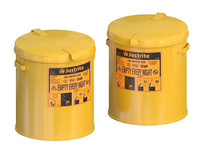 Justrite Yellow Industrial Safety Drums With Daily Empty Reminder Labels 3d model