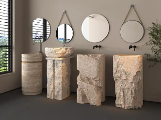 Wash-washing station Wash-washing station Pillar basin Mirror 3d model