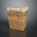 Woven Pet Basket with White Rim and Straps for Small Animals