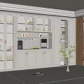 Modern Wine Cabinet Design With Glass Doors LED Lighting And Wine Storage Racks
