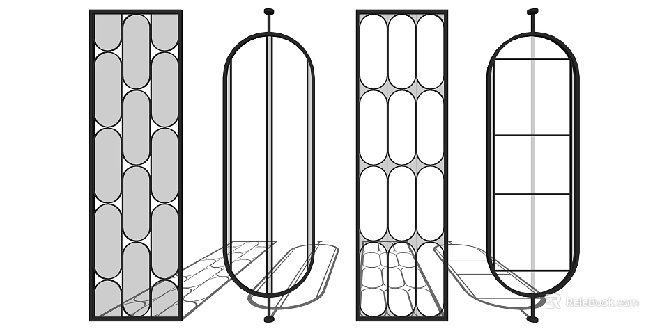 Modern Room Divider Designs With Geometric Patterns Circular Cutouts And Vertical Frames 3d model 