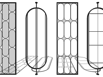 Modern Room Divider Designs With Geometric Patterns Circular Cutouts And Vertical Frames 3d model