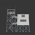 Metal Observation Tower With Spiral Staircase And White House Blue Roof On Stilts
