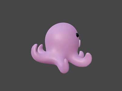 Cute Pink Octopus 3D Model Game Movie Character With Adorable Cartoon Features 3d model