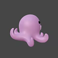Cute Pink Octopus 3D Model Game Movie Character With Adorable Cartoon Features