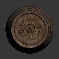 Traditional Wooden Barrel As Household Item With Metal Hoops And Carved Details