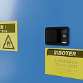 Yellow Blue Red Safety Storage Cabinets With Warning Labels And Flame Symbols