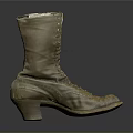 Classic Tan Leather Lace Up Boot With Mid Block Heel And Vintage Design