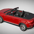 Red Volkswagen Convertible SUV Car With UK License Plate And Black Seats